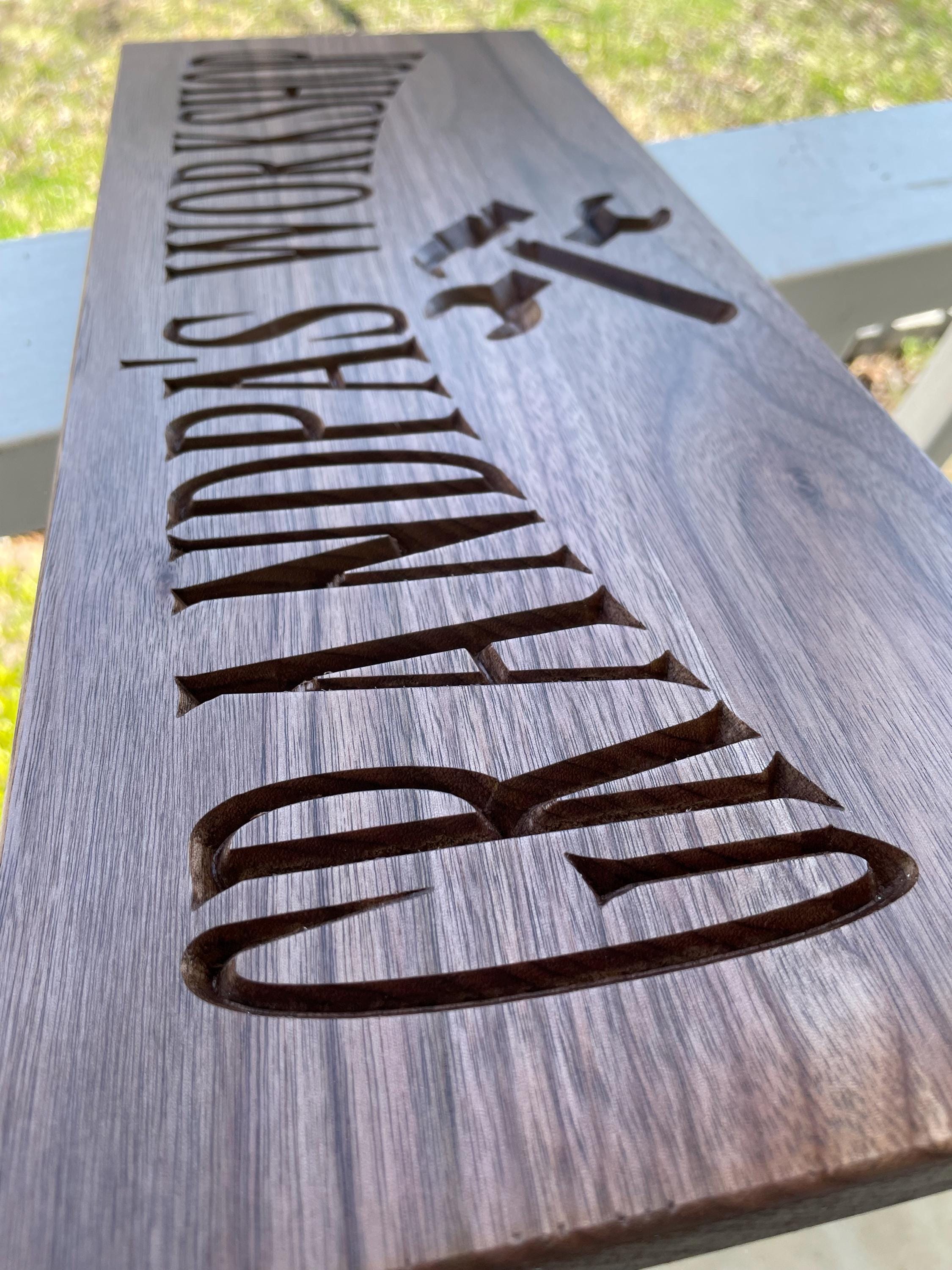 Custom Wood Workshop Sign: Grandpa's Garage - Rustic Carved Gift