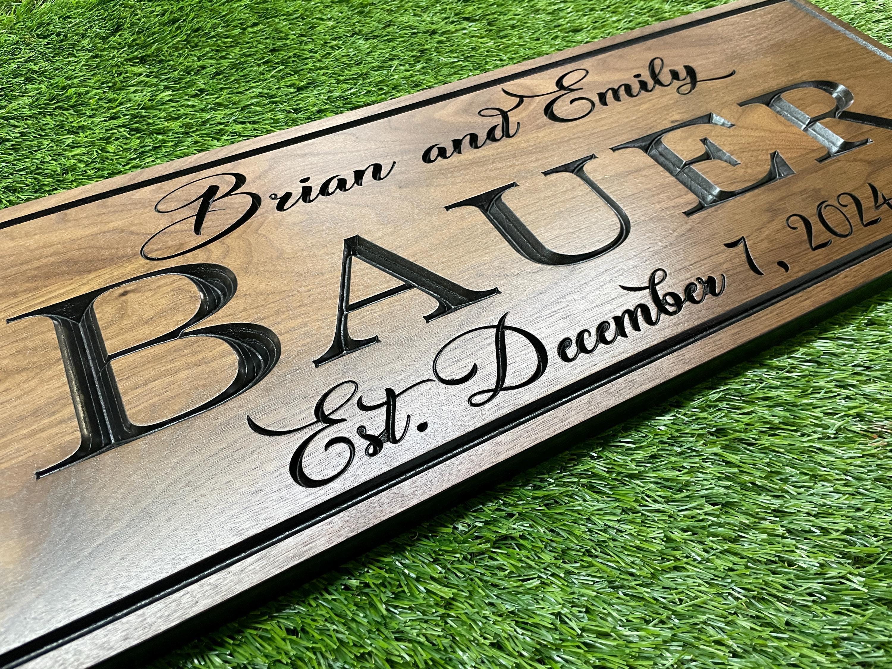 Custom Carved Wood Family Name Sign - Rustic Cabin Decor