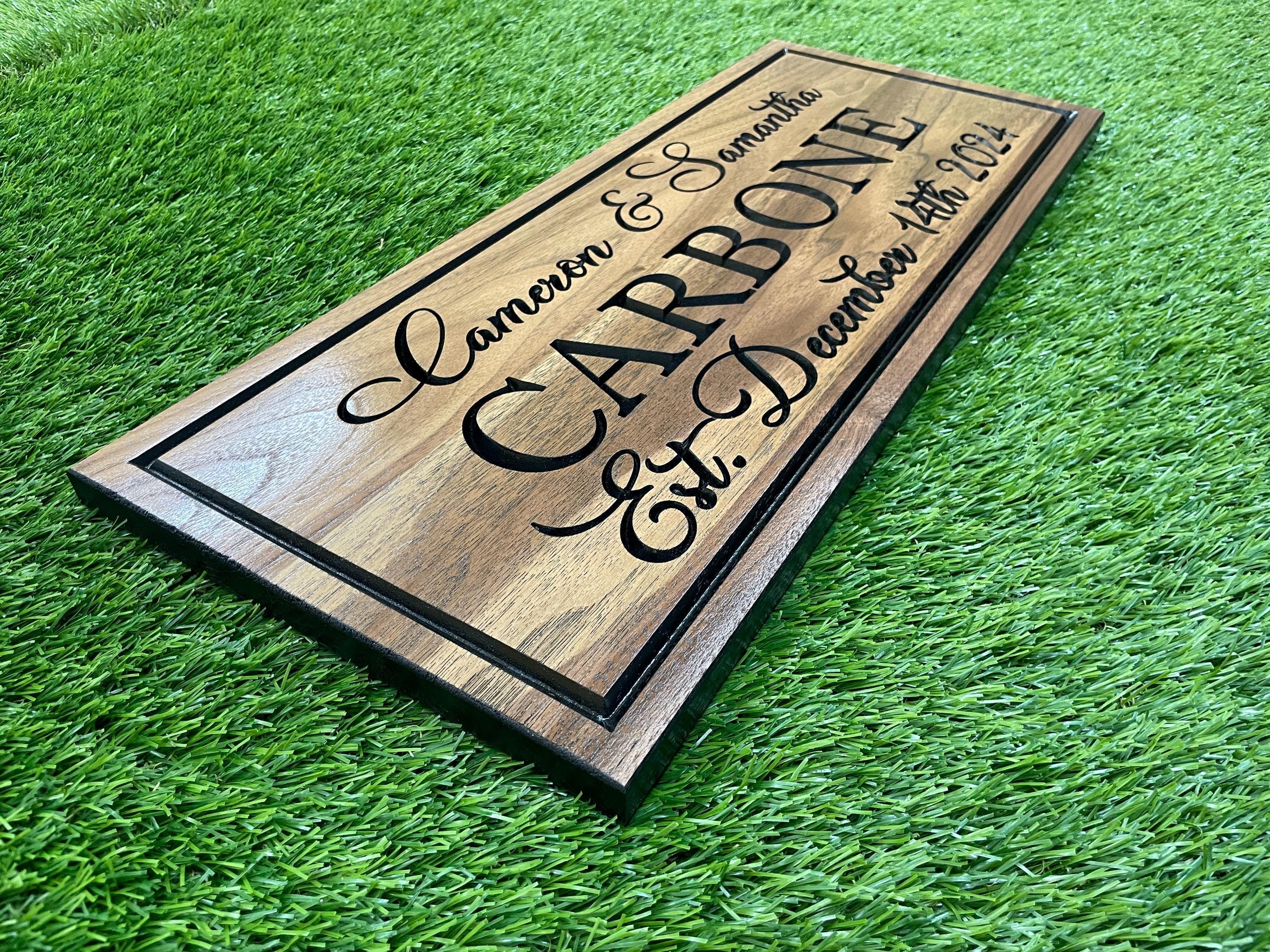 Custom Carved Wood Family Name Sign - Rustic Cabin Decor