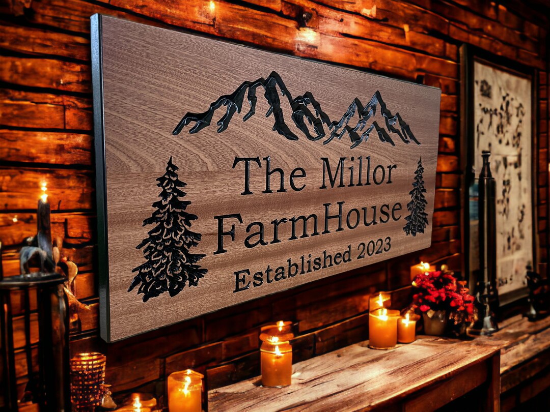 Outdoor Custom Sign, Wooden Carved Sign, Pine Trees, Camp Sign, Custom