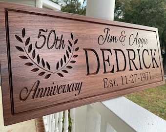 Personalized 50th Anniversary Gift for parents-50th wedding anniversary gifts-Wooden Anniversary Gift 50th Anniversary Wooden Signs FT-W