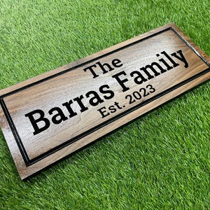 Personalized Rustic Wood Sign: Carved Family Name Plaque