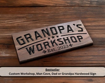 Garage Sign Custom Wood Sign for Day or Grandpa's Workshop Sign Gift For Him Dad Man Cave Gift Custom Wooden Signs & Gifts Rustic Handmade