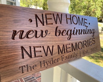 New Home New Beginning New Memories sign-new house gift-new home wood sign-realtor gift-housewarming gift-personalized Wooden Signs NH-W