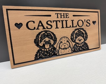Custom Pet Lovers Sign, Family Name with Your Pets