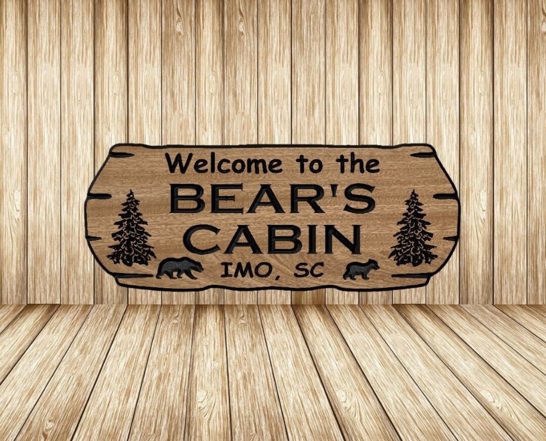 Family Cabin Outdoor Custom Sign, Wooden Carved Sign, Pine Trees, Camp ...
