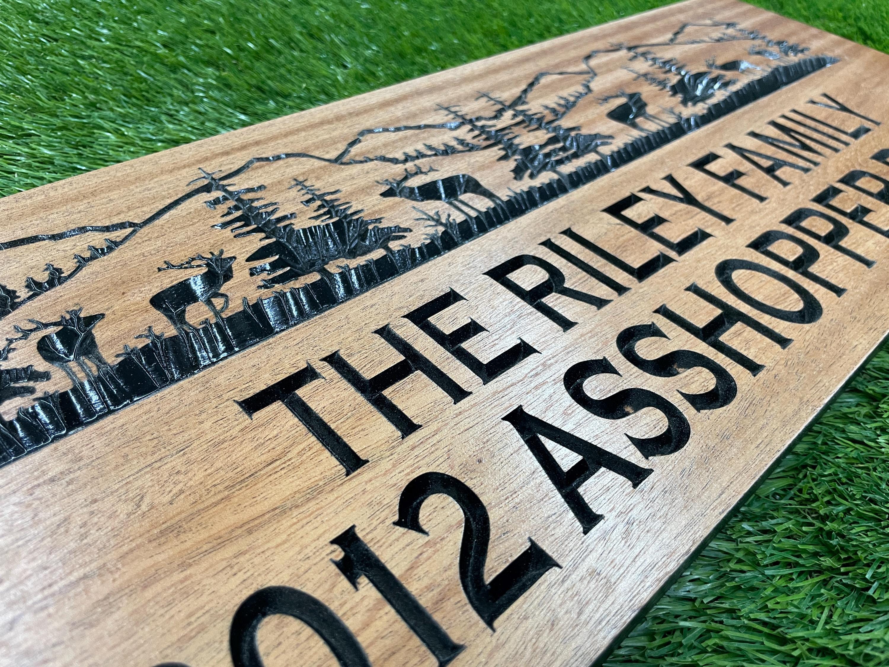 Personalized Rustic Wood Sign: Cabin, Address, Welcome