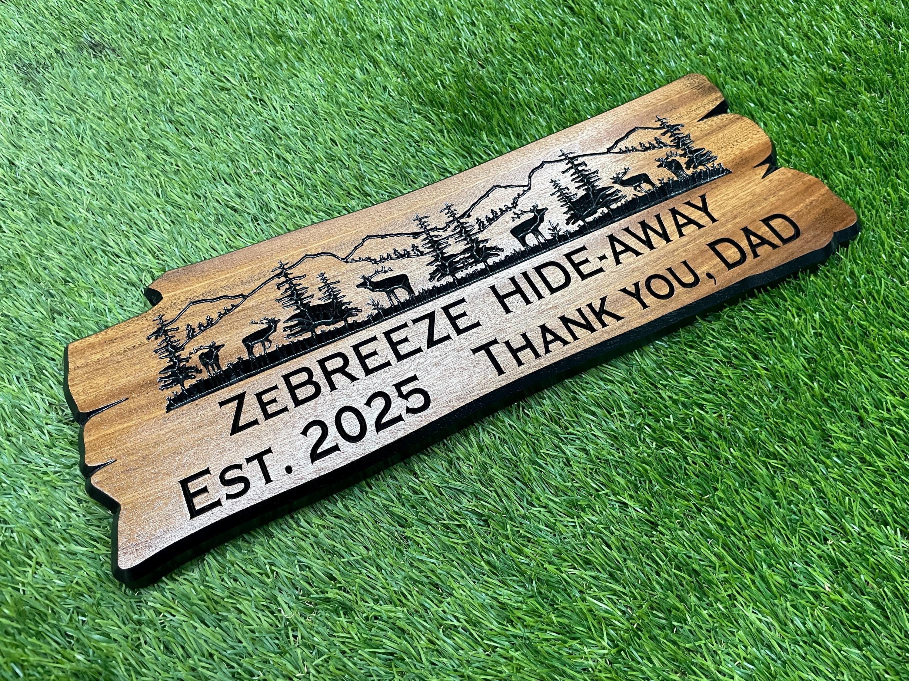 Personalized Rustic Wood Sign: Cabin, Address, Welcome