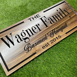 Family Basement Lounge Sign: Personalized Lounge Decor, Man Cave,