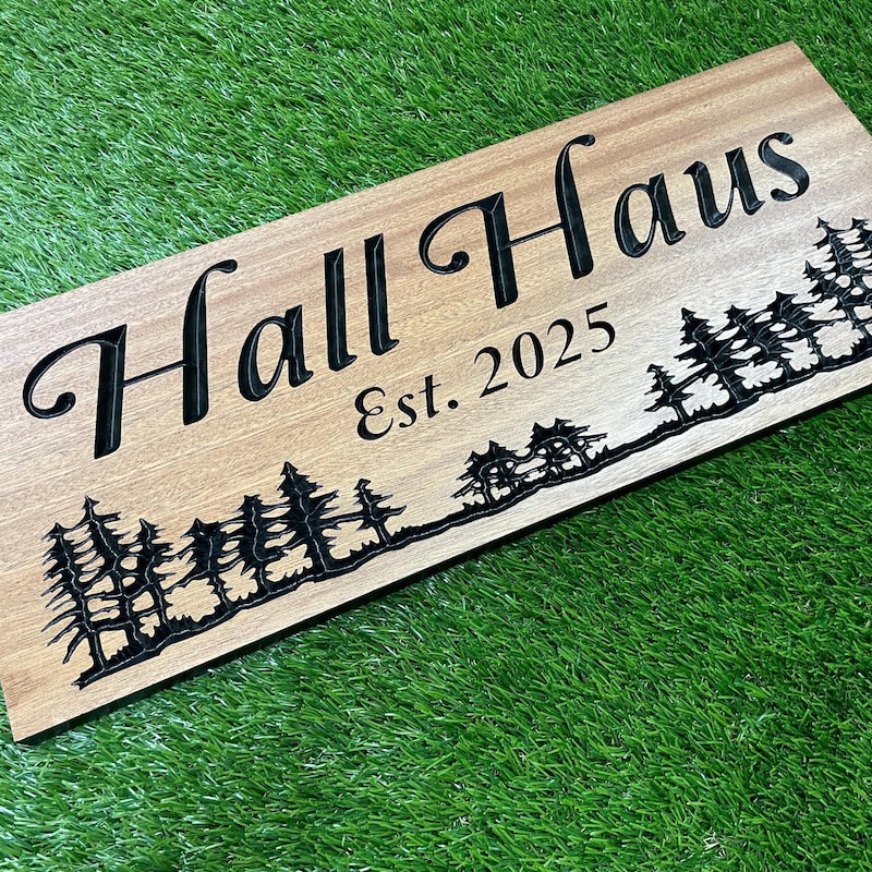 Custom Carved Wood Cabin Sign: Personalized Mountain Home Decor