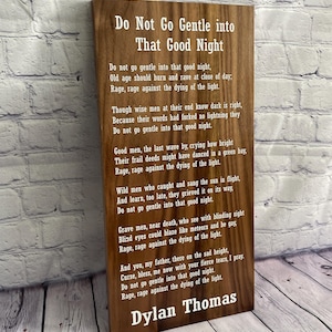 Dylan Thomas poem print quote do not go gentle into that good night rage, rage against the dying of the light wall art decor poster