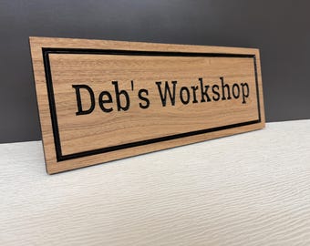Personalized Women's Workshop Sign, Custom Craft Room Sign, She Shed Sign, Gift for Her, Carved Wood Studio Sign for Women