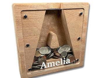 Personalized Nursery Decor, Piggy Bank, First Birthday Gift, Nursery Gift, Newborn Gift, Wooden Nursery, Wood Piggy Bank, Wall Decor