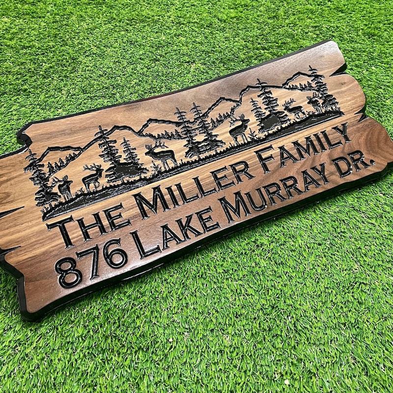 Personalized Rustic Wood Sign: Cabin, Address, Welcome