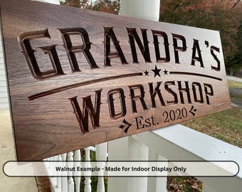 Papas Garage Sign Garage Sign Custom Wood Sign Grandpa&#39;s Workshop Sign Gift for Him Dad Man Cave Gift for Him Custom Wooden Signs