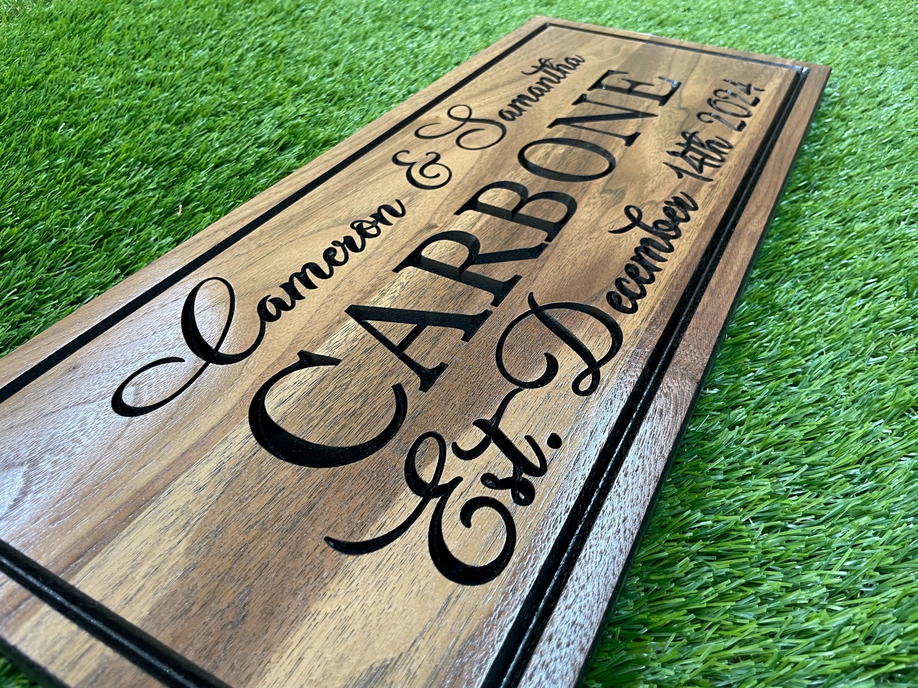 Custom Carved Wood Family Name Sign - Rustic Cabin Decor