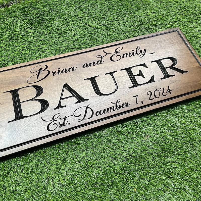 Custom Carved Wood Family Name Sign - Rustic Cabin Decor