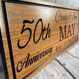 Personalized Anniversary Sign Custom Wood, 10th 20th 25th 40th 50th Anniversary Gift, Couple Name Date Plaque Carved
