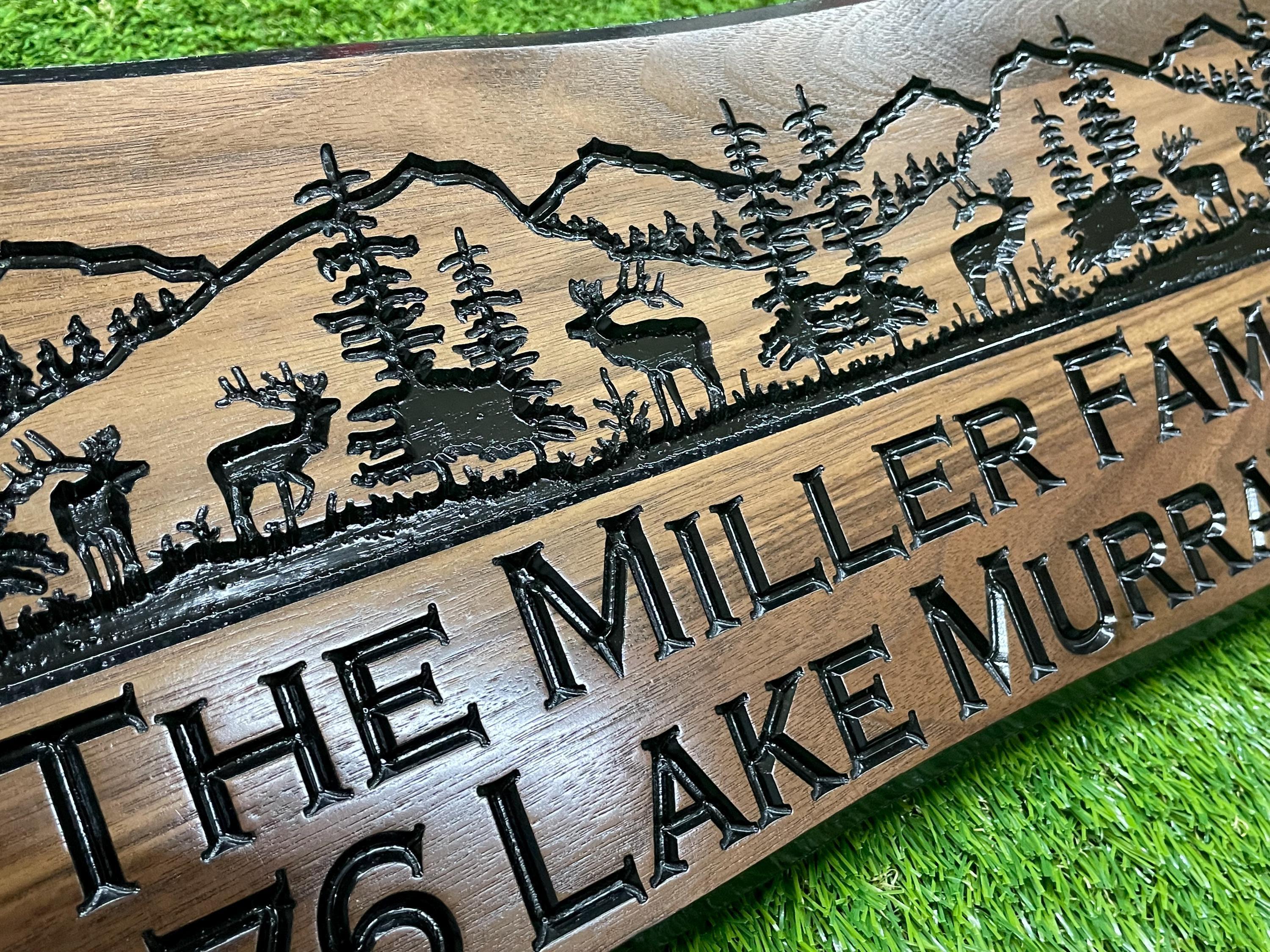 Personalized Rustic Wood Sign: Cabin, Address, Welcome