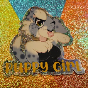 Puppy Girl Cute Furry Animal Dog Vinyl Glitter Sticker