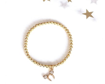 18k Oro Relleno Mickey Mouse Disney Charm Bracelet 4mm Stretch Minnie Bracelet , Sterling Silver Pave CZ Mickey Headband bracelet Regalos