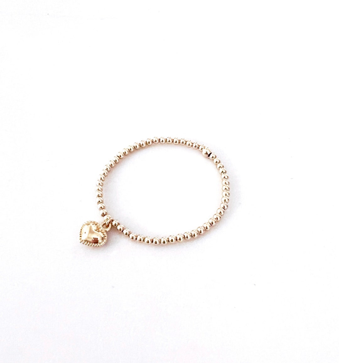 Girls 14k Gold Filled Heart Bracelet 3mm Gold Beaded Baby Etsy