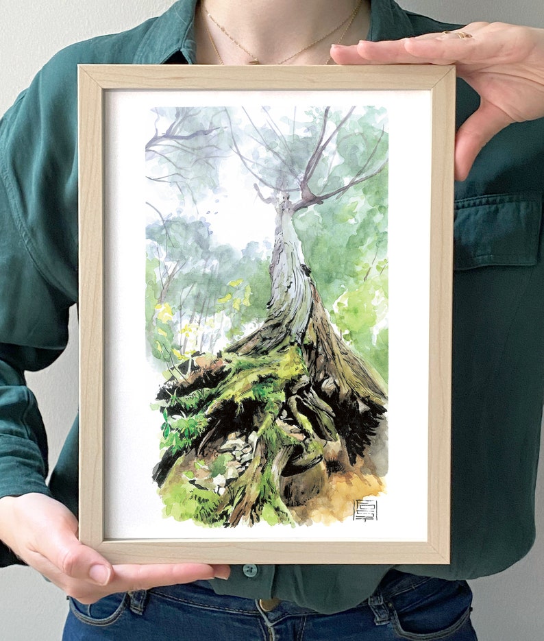 Tree in Japan watercolor fine art print limited edition image 6