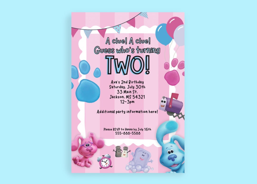 Blues Clues Birthday Party Invitation Digital Template Editable in ...