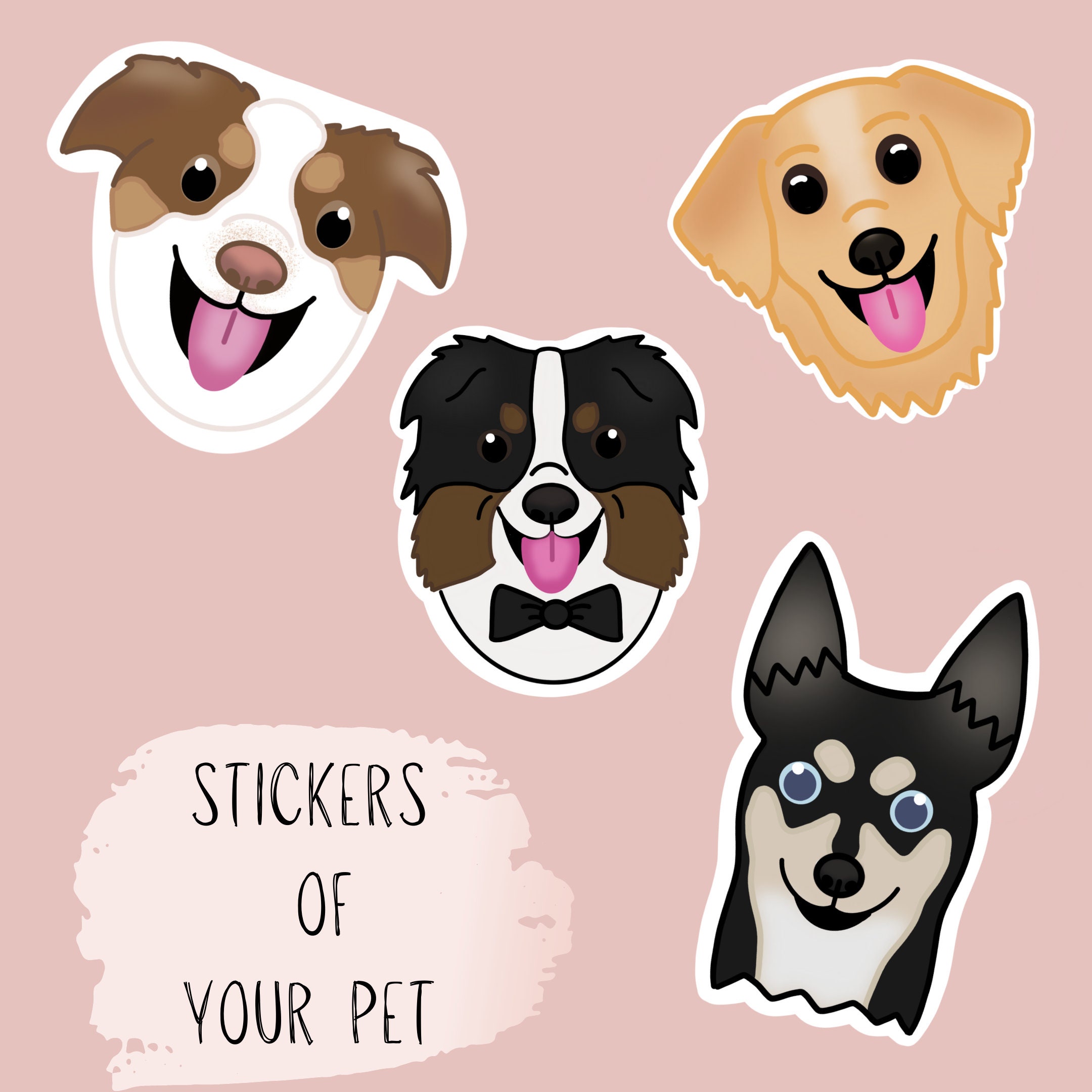 Personalized Dog Stickers Hand Drawn Custom Dog Sticker Etsy