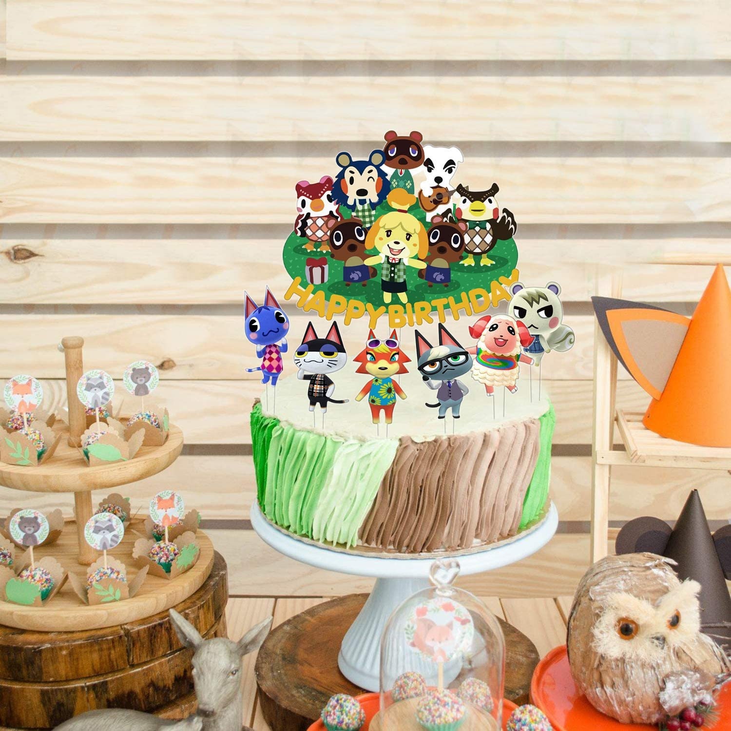 Animal Crossing Happy Birthday Cake & Cupcake Topper 7 Pc Set Etsy