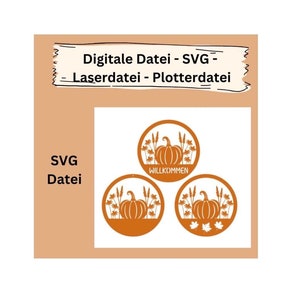 レーザー ファイル - プロッター ファイル - かぼちゃ - かぼちゃのリース - 3 つのモチーフ - 秋のリース - ダウンロード - SVG ファイル