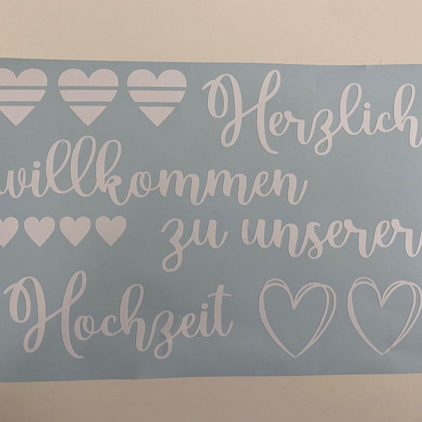 Sticker - Aufkleber - Herzlich willkommen zu unserer Hochzeit - Stickerbogen - DIN A4