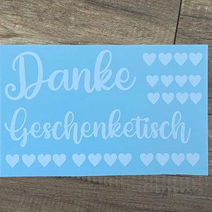Sticker - Stickerbogen - Aufkleber - DIN A4 Format - Hochzeit - Danke - Geschenketisch - Herzen - Geschenke - Geburtstag