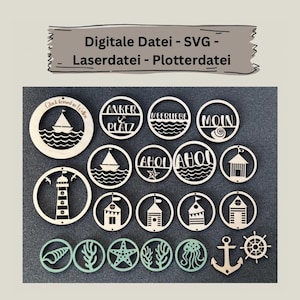 ciondolo marittimo - file laser - file plotter - SVG - download - faro - Moin - mare - marittimo
