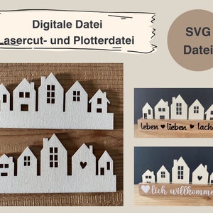 Digital file laser cut file - plotter file - houses - little houses - block decoration - blocks - SVG file 103