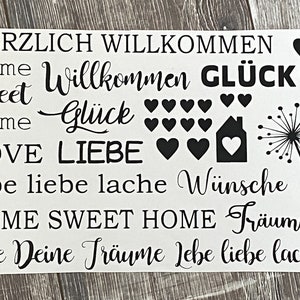 Sticker - Aufkleber - Home sweet home - Willkommen - Glück - Liebe -Love - und mehr - Format DIN A4
