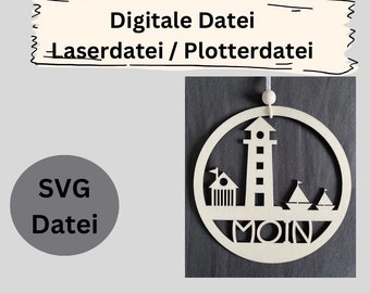 Digital file - Maritime wreath - Lighthouse - Beach house - Laser file - No. 128