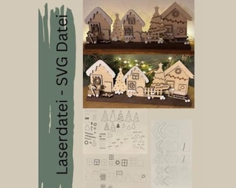 Laser file - Christmas - Christmas houses - Winter houses - Download - SVG file -
