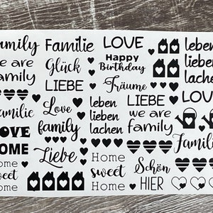 Sticker - Aufkleber - Familie - family - home - Liebe - Schön hier - Herzen - Format DIN A4
