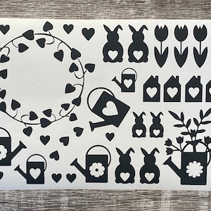 Stickerbogen - Kranz - Ostern - Osterhase - Tulpen - Gießkanne - Frühling - Sticker - Aufkleber - DIN A4 Format