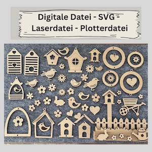 Laserdatei - SVG Datei - Vogelhäuser - Plotterdatei - Frühling - Datei Nr. 205