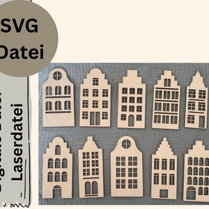 Arquivo SVG - casas de empena altura 14 cm - corte a laser - arquivo a laser - arquivo plotter - casinhas - casinhas - arquivo nº 118