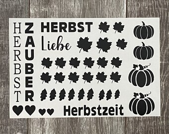 herbstliche Motive - Sticker - Aufkleber - Herbstzeit - Herbstliebe - Herbstzauber - Format DIN A4 - Stickerbogen