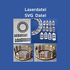 レーザーファイル - 切妻屋根の家用リース - リース - 家 - ダウンロード - SVGファイル - 組み立て用リース - 切妻屋根の家