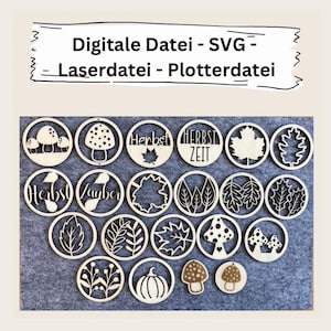 レーザーファイル - ファイル - 秋のペンダント - 22 個 - SVG ファイル - ファイル番号 148 - 秋の時間