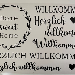 Sticker - Aufkleber - Herzlich willkommen - Home sweet home - Stickerbogen DIN A4 Format
