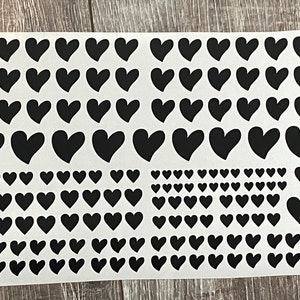 Sticker - Aufkleber - Herzen - Herzchen - verschied. Formen und Größen - Format DIN A4