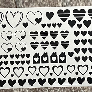 Sticker - Aufkleber - Herzen - Herzchen - Herzhäuser - Häuschen - Format DIN A4
