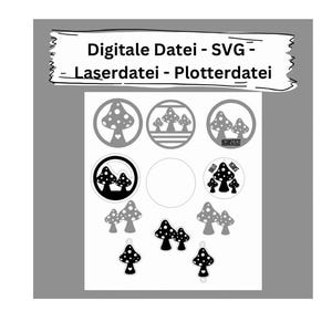 レーザーファイル - SVG ファイル - ペンダントキノコ - キノコペンダント - 秋 - ファイル番号 147