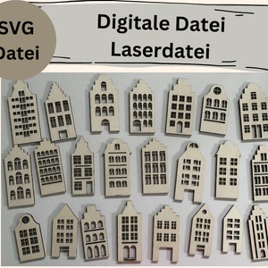 File SVG - 23 motivi case case a timpano - altezza da 12 a 14 cm - file plotter file laser - download casa - file n